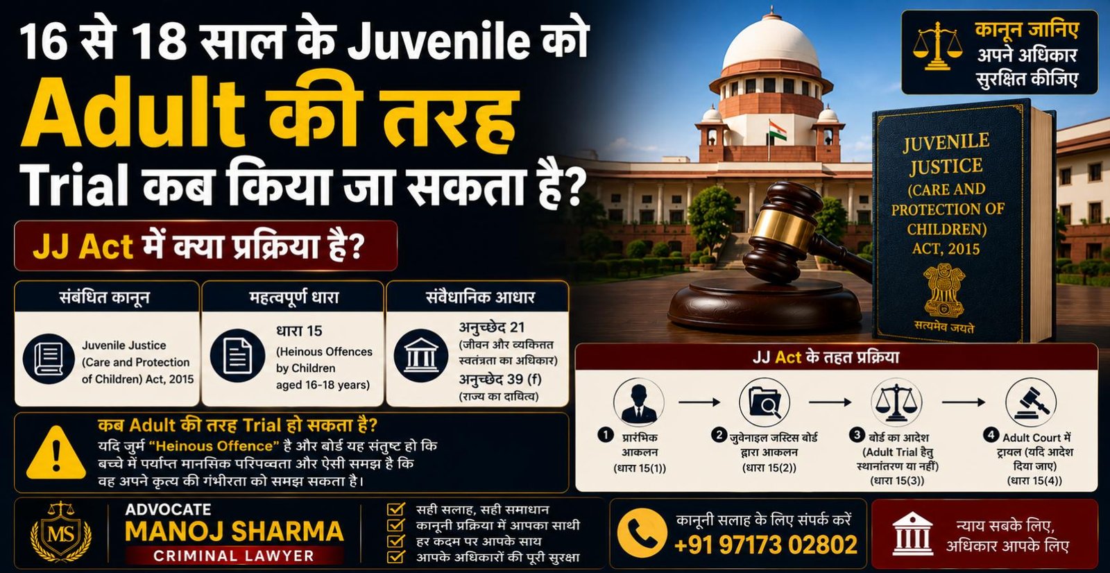 16 से 18 साल के Juvenile का Adult Trial और JJ Act Section 15
