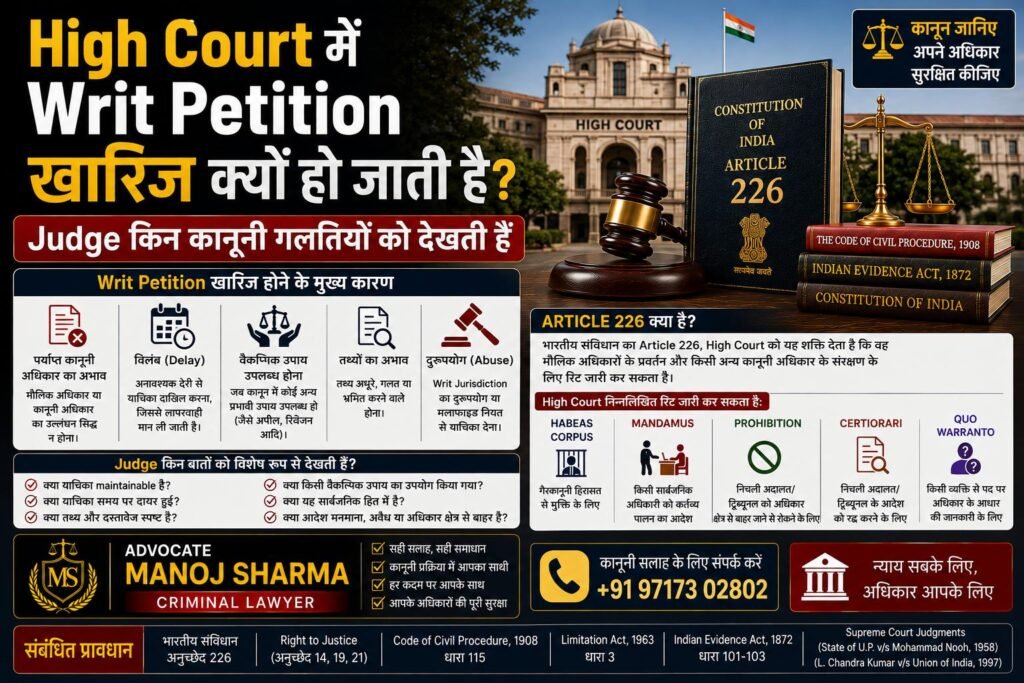 High Court में Writ Petition खारिज क्यों हो जाती है | Article 226 Legal Guide