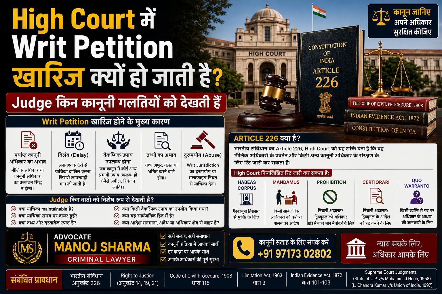 High Court में Writ Petition खारिज क्यों हो जाती है | Article 226 Legal Guide