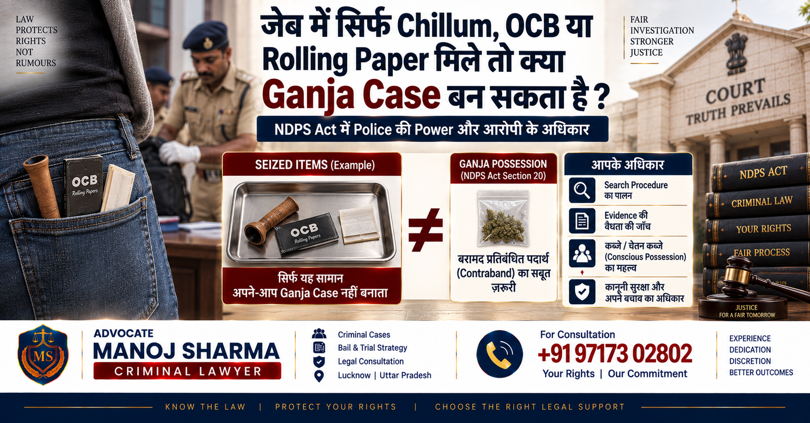 Chillum OCB और Rolling Paper मिलने पर NDPS Act में Ganja Case की कानूनी स्थिति