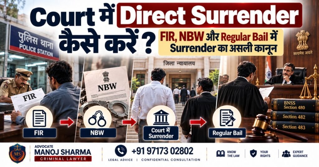 Court में Direct Surrender कैसे करें? FIR, NBW और Regular Bail का कानून